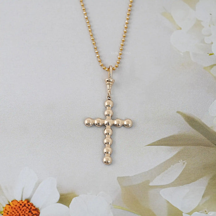 Old European Round Cut Lab Diamond Cross Pendant
