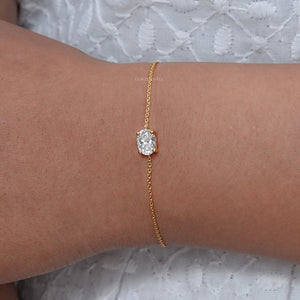 Oval Cut Lab Diamond Solitaire Chain Bracelet