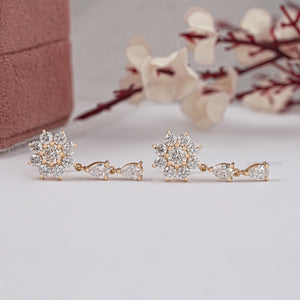 round diamond bridal earrings yellow gold