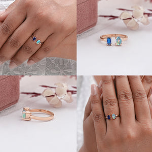 Opal And Sapphire Emerald Open Cuff Ring