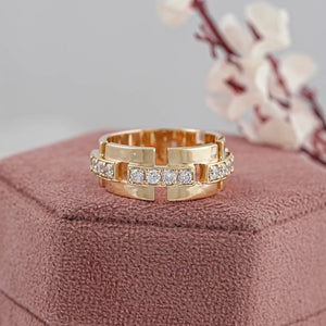 Yellow Gold Round Cut Lab Diamond Wedding Band