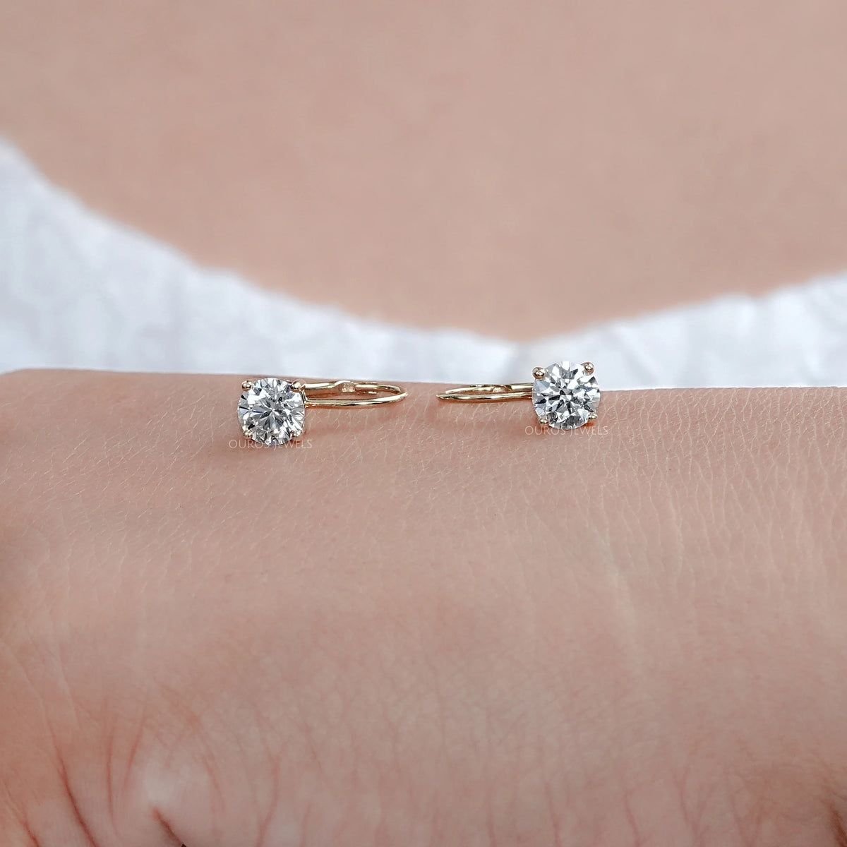 Round Diamond Solitaire Drop Earrings — Ouros Jewels