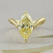 front view of yellow old mine marquise diamond V-shape solitaire colored wedding ring