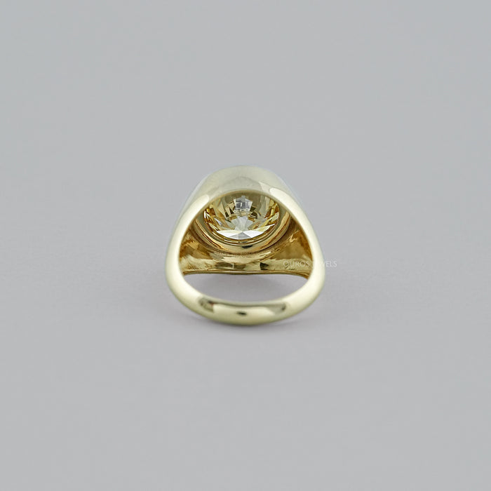Fancy Yellow Round Diamond Bezel Set Signet Ring