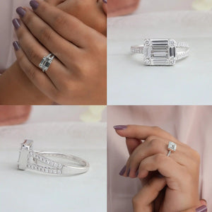 [Collage Of Baguette and Round Diamond Engagement Ring]-[Ouros Jewels]