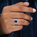 cushion cut halo diamond ring with natural sapphire gemstone