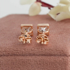 french cut diamond stud earrings rose gold 