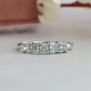 [Green Diamond Princess Cut Diamond Ring]-[Ouros Jewels]