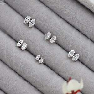 White Gold Marquise Shape Lab Diamond Stud