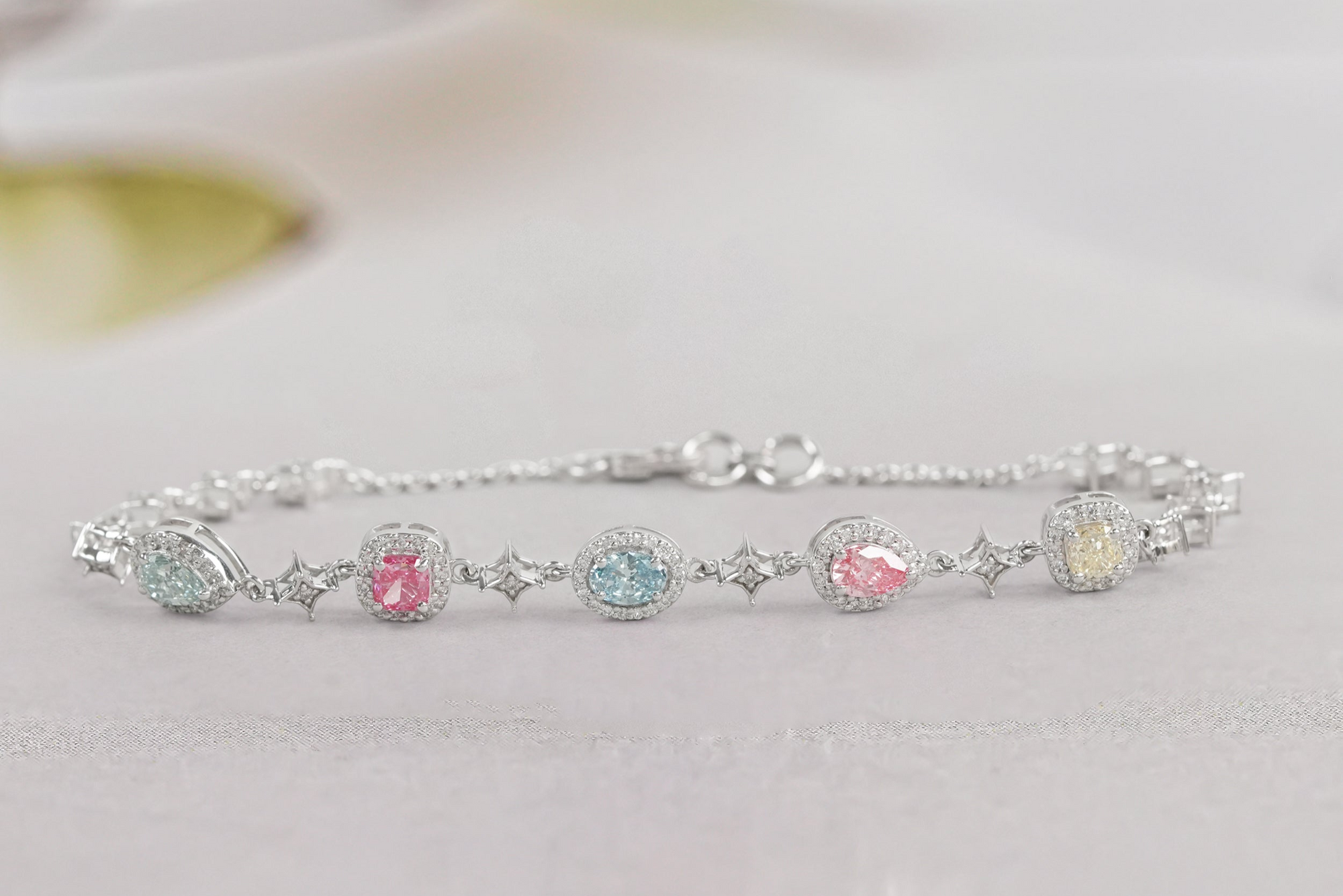 Elegant Multi-Colored Diamond Bracelet