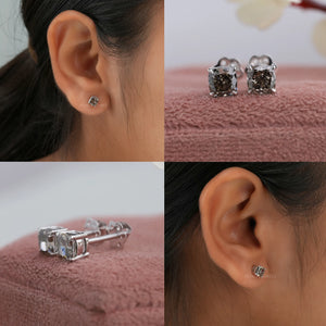 [Olive Cushion Shape Stud Earrings]-[Ouros Jewels]