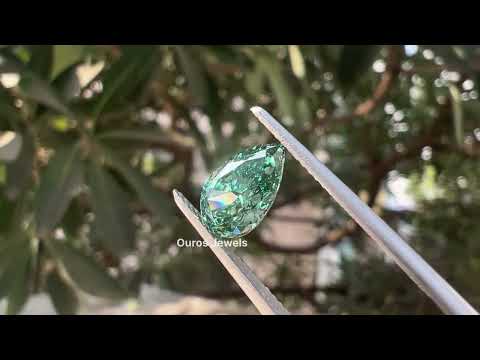 Youtube Video of 1.62 Carat Fancy Vivid Green Pear Cut Lab Grown Diamond.