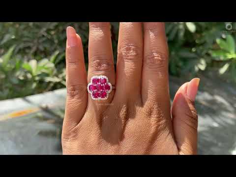 ruby floral halo engagement ring 