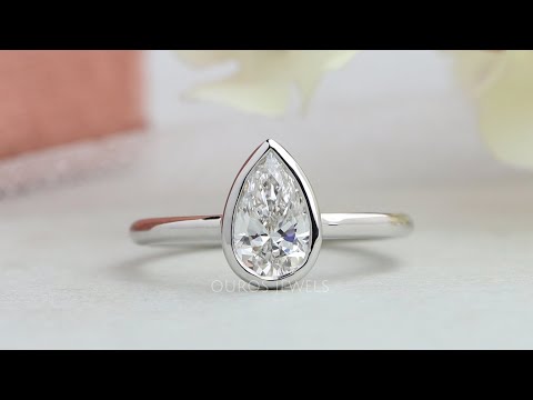 [Youtube Video of Bezel Set Pear Diamond Ring ]-[Ouros Jewels]