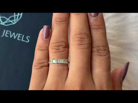 [Youtube Video of Green Princess Cut Five Diamond Ring]-[Ouros Jewels]