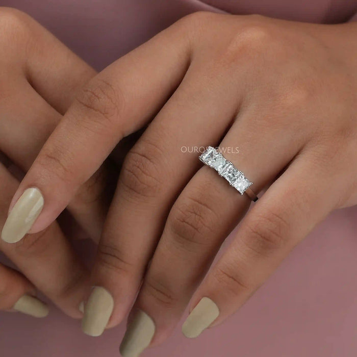 14K White Gold 5 Stone Engagement Ring - 39910850