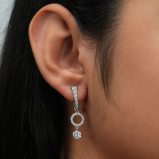 Round Cut Lab Grown Diamond Leverback Drop Earrings