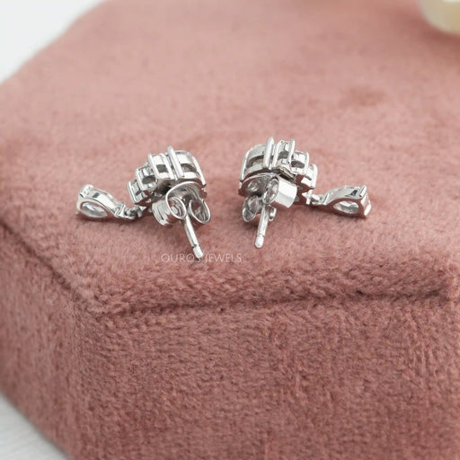 [Back View of Lab Grown Diamond Drop Earrings]-[Ouros Jewels]