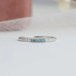 [Blue Diamond Round Cut Wedding Ring]-[Ouros Jewels]