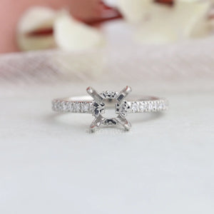 Round Shape Semi Mount Hidden Halo  Accent Diamond Ring