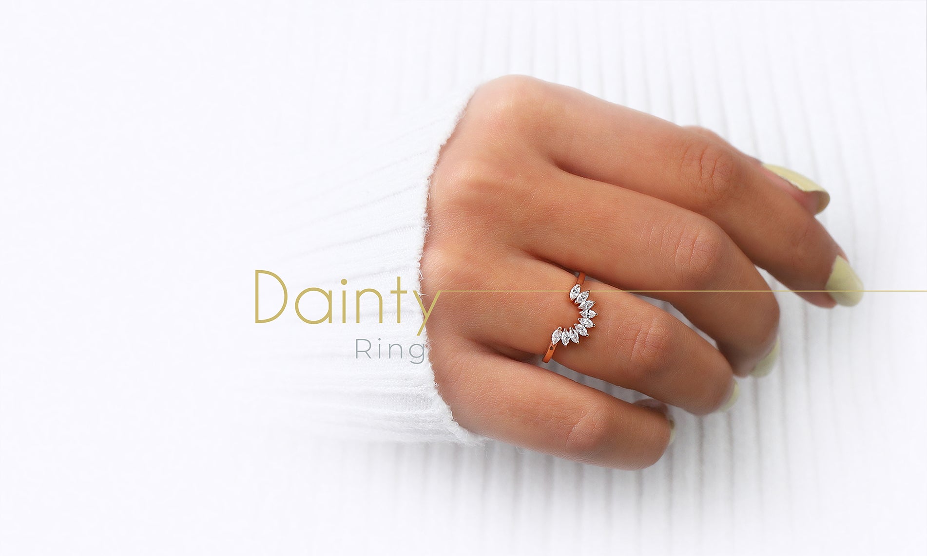 Image Showing Ethical dainty band for women and a set of three rings in silver metal.