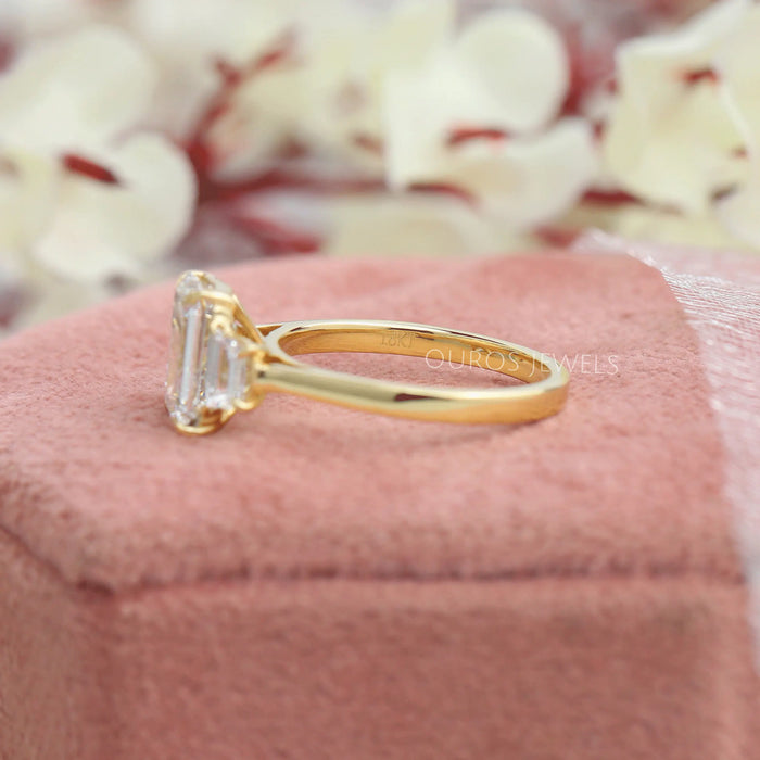 yellow gold emerald cut diamond ring 