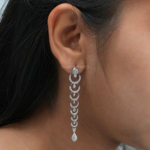 [A Women wearing Chandelier Tassel Earrings]-[Ouros Jewels]