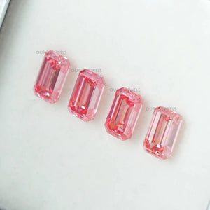 0.76 Carat Each Pink Emerald Cut Lab Grown Diamond