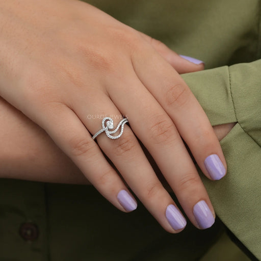 [Oval Cut Lab Created Diamond Tourbillon Ring]-[Ouros Jewels]