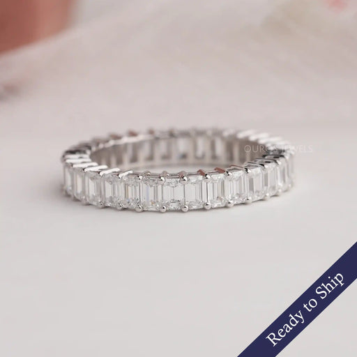 Emerald Cut Full Eternity Wedding Band In 14k White Gold