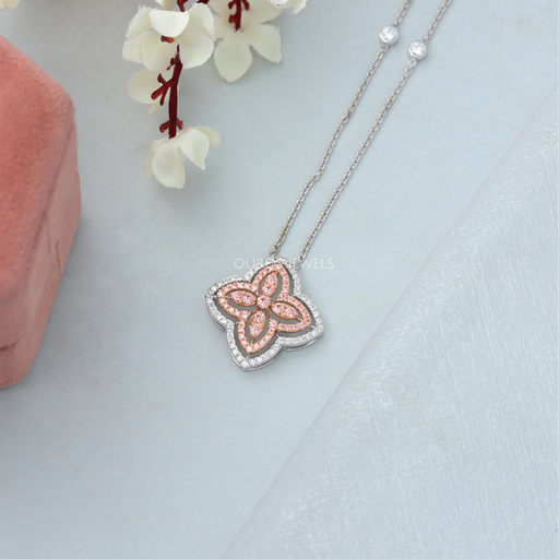 [Exequisite Shape of  Flower Petals In Round Cut Pendant]-[Ouros Jewels]