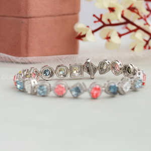 Multi Shape Halo Diamond Bracelet