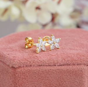 Floral Shape Marquise Diamond Earring