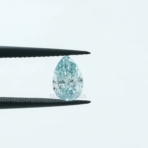 [1.07 Carat Light Blue Brilliant Cut Pear Shape Lab Grown Loose Diamond]-[Ouros Jewels]