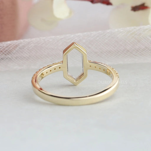 [Long Hexagon Diamond Engagement Ring]-[Ouros Jewels]