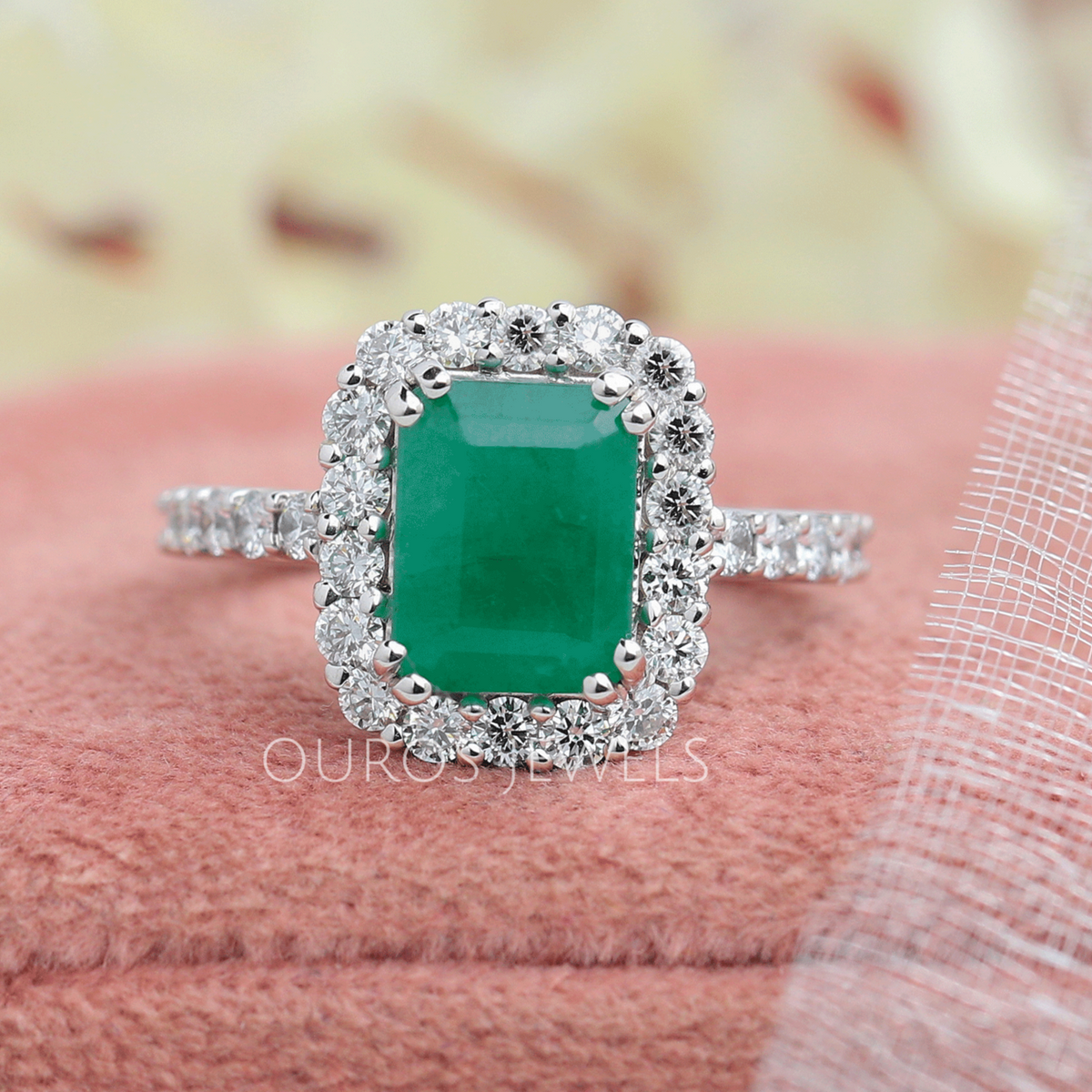 Big 8.00Ct Emerald Cut Green Diamond Halo Engagement Ring 14K White Gold  Finish | eBay