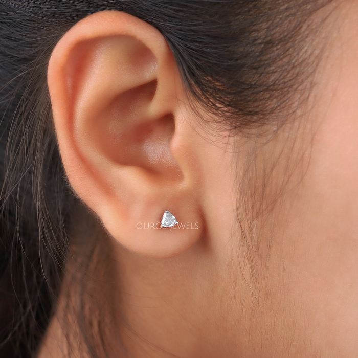 trillion cut diamond stud earrings 
