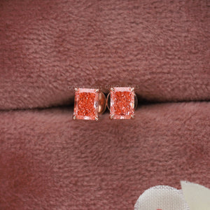 Pink Radiant Diamond Studs