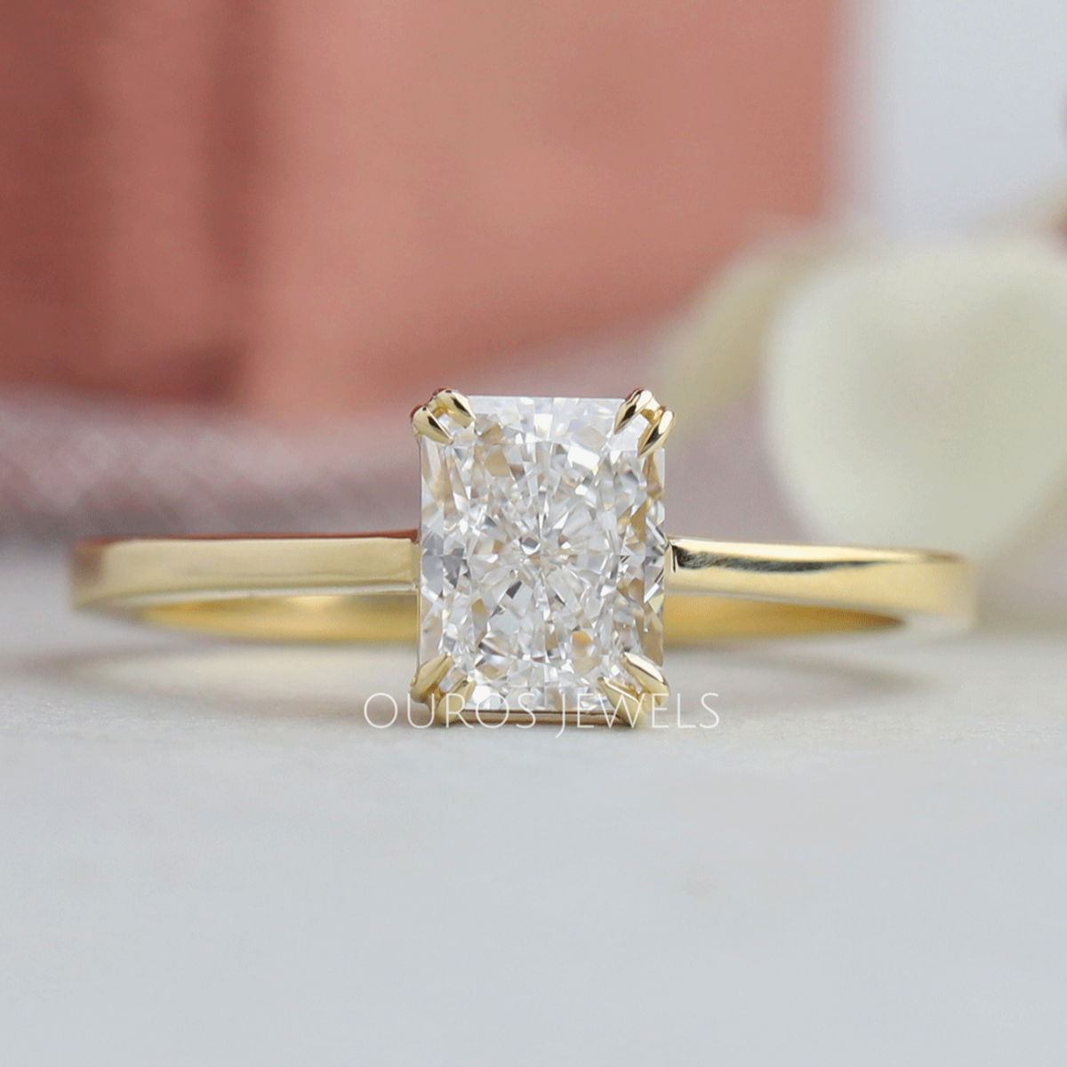 The Classic Two Tone Radiant Engagement Ring | 18K Yellow Gold