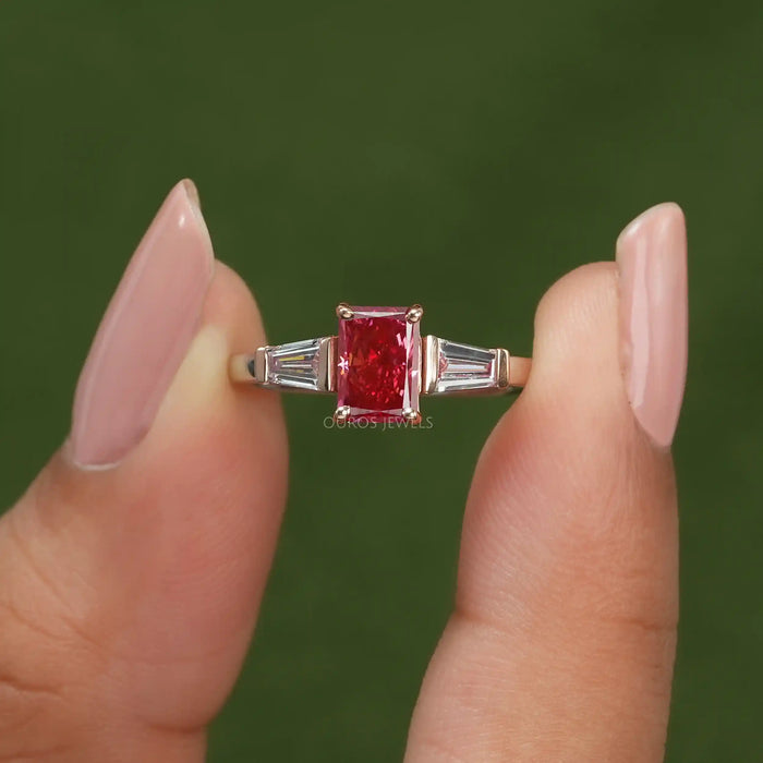 Emerald Cut 3 Stone Diamond Ring — Ouros Jewels