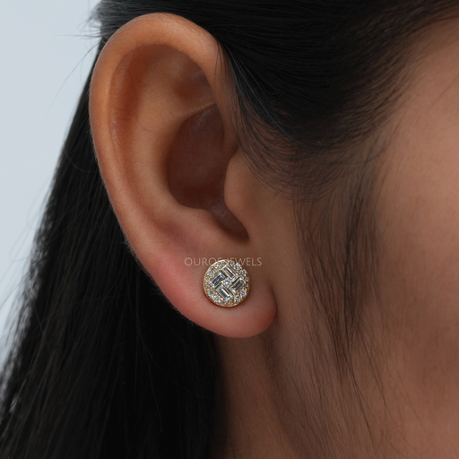 baguette cut diamond stud earrings