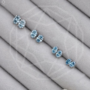 Blue Oval Cut Lab Diamond Stud Earrings.