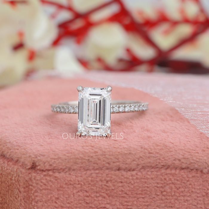 Emerald Cut Engagement Ring, 1CT EF Lab Created Diamond Solitaire Ring