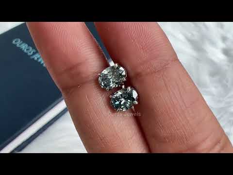 Youtube Video of Blue Oval Cut Lab Diamond Stud Earrings.