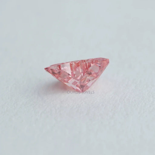 side view of 0.50 carat pink butterfly cut lab created loose diamond
