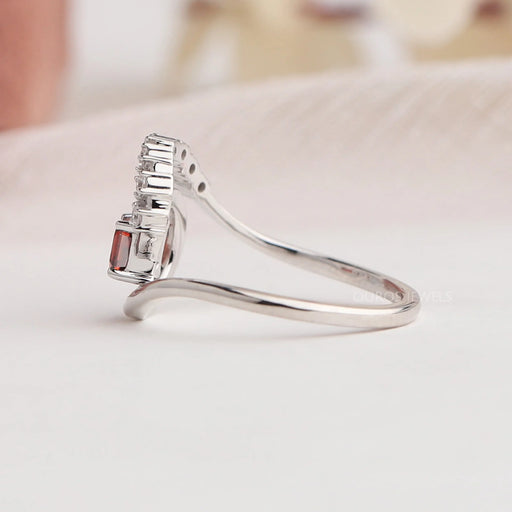 This asscher cut tourbillon ring Create embellished look, side view of  this ring crafted with 14k white gold