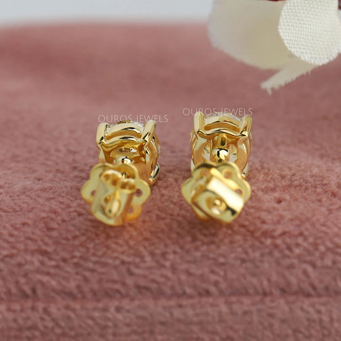 14k yellow gold lab manufactured diamond stud earrings with screw back setting