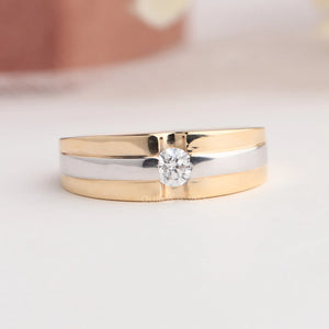 Men's Two Tone Wedding Band - 14k Rose Gold Over Sterling Silver With 1/10 Cttw Natural Diamond (Size 8) - View #8