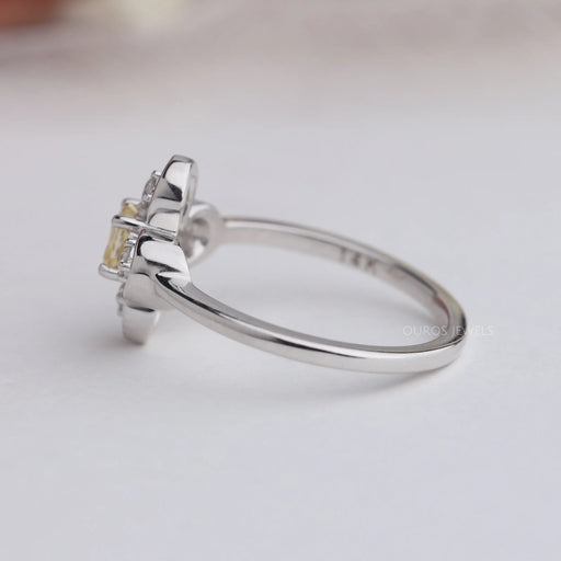 Side view of asscher cut  diamond ring, including vintage, wedding, engagement ring.